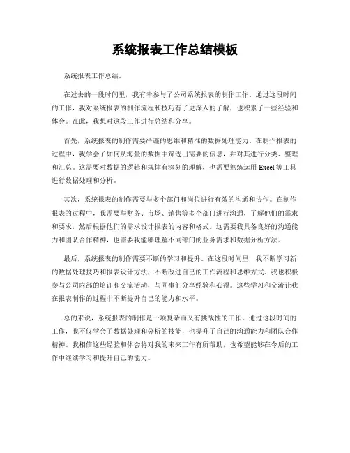 系统报表工作总结模板
