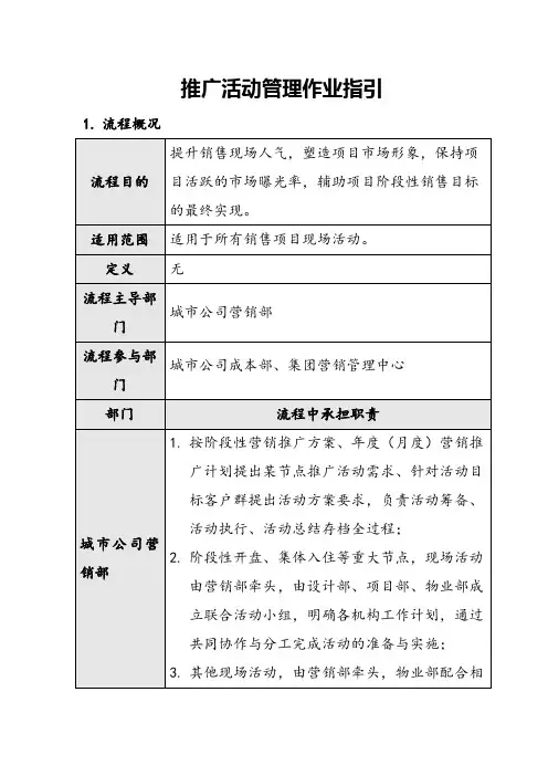 推广活动管理作业指引