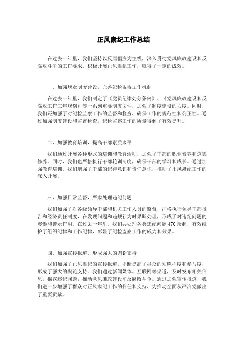 正风肃纪工作总结