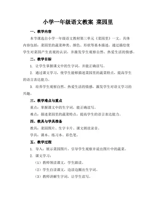 小学一年级语文教案菜园里