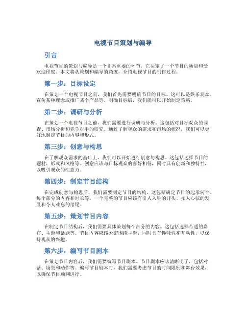 电视节目策划与编导