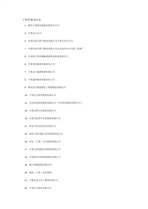 宁夏前50强企业
