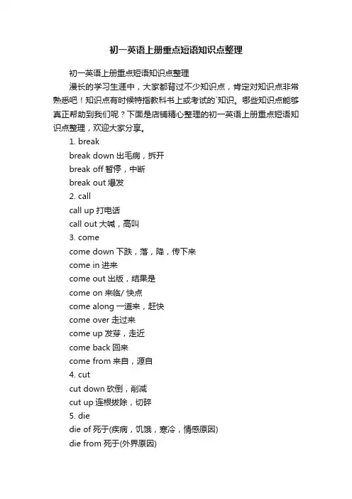 初一英语上册重点短语知识点整理