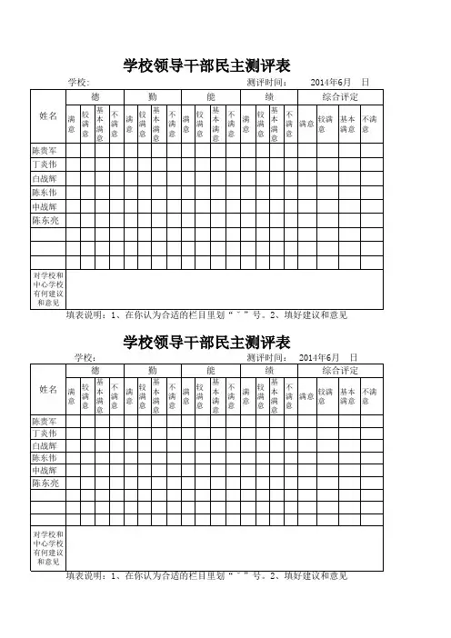 学校领导干部民主测评表