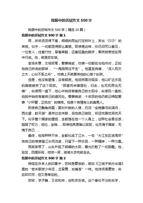 我眼中的苏轼作文500字（精选20篇）