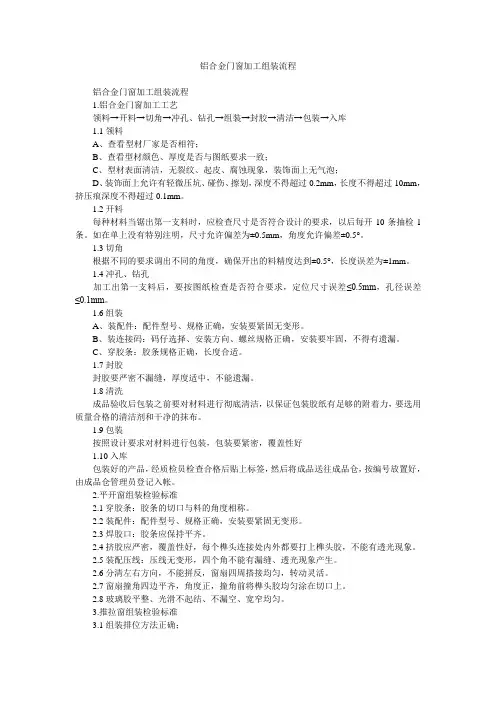 铝合金门窗加工组装流程