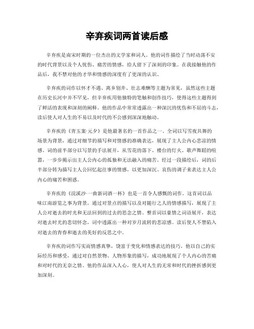 辛弃疾词两首读后感