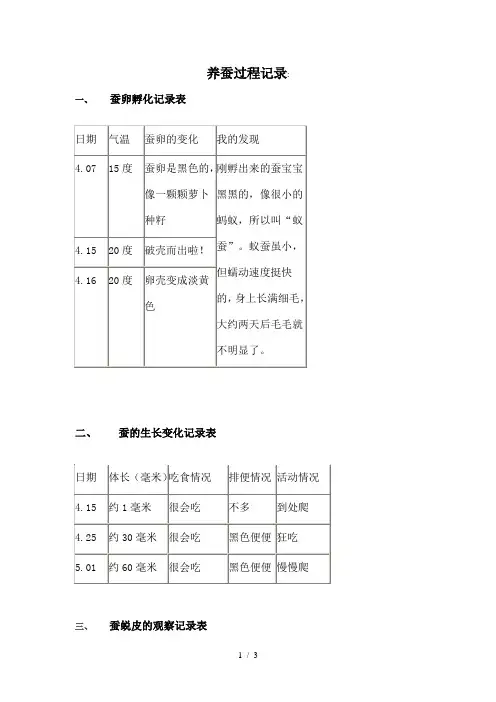 养蚕过程记录