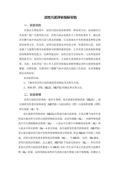 活性污泥评价指标实验