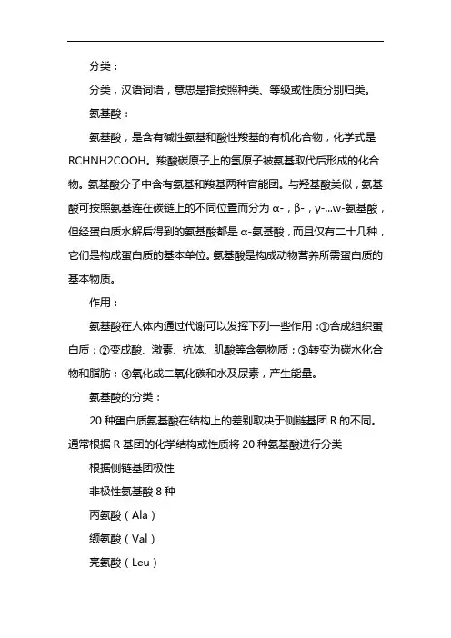 氨基酸分类