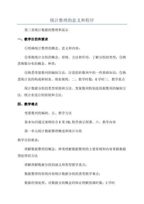统计整理的意义和程序