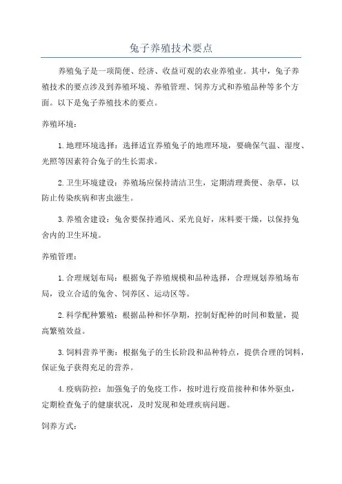 兔子养殖技术要点