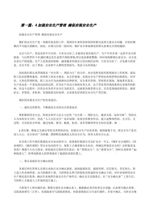 4加强安全生产管理确保实现安全生产[修改版]