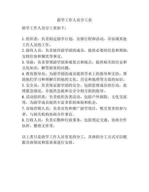 游学工作人员分工表
