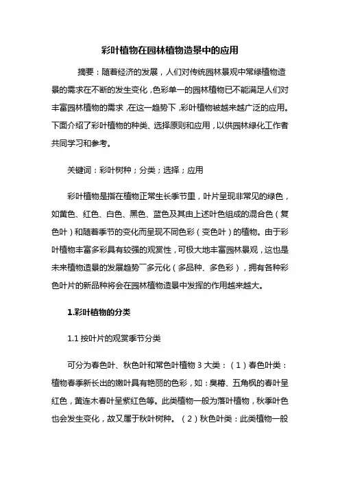 园林植物——彩叶植物在园林植物造景中的应用