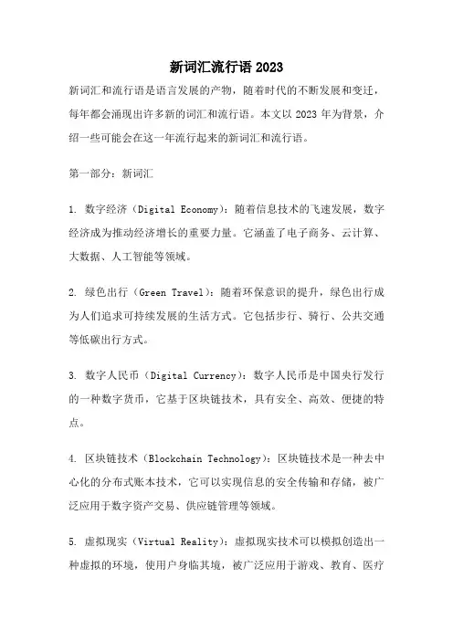 新词汇流行语2023