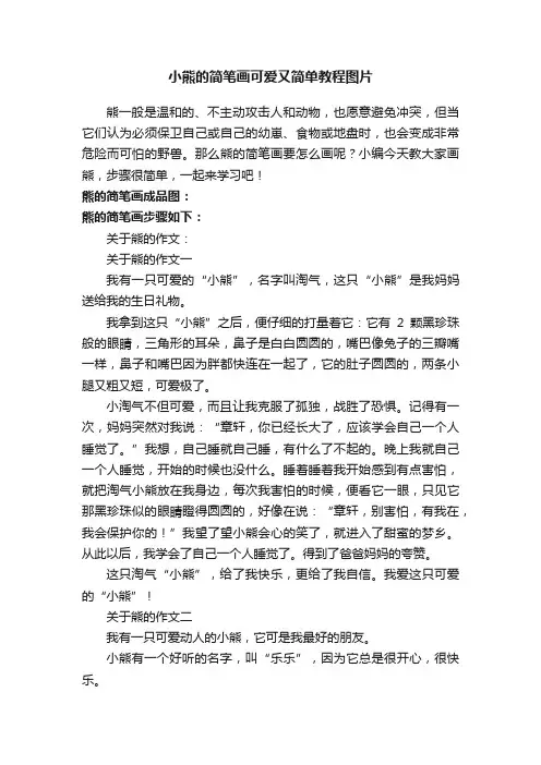 小熊的简笔画可爱又简单教程图片