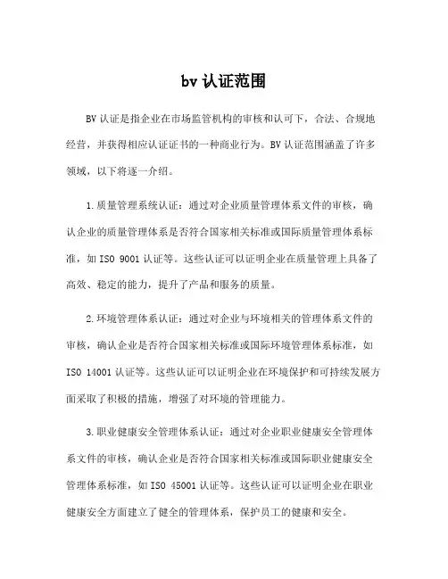 bv认证范围