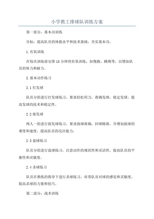 小学教工排球队训练方案