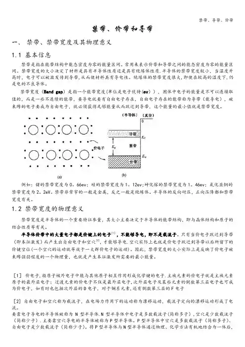 禁带、导带、价带