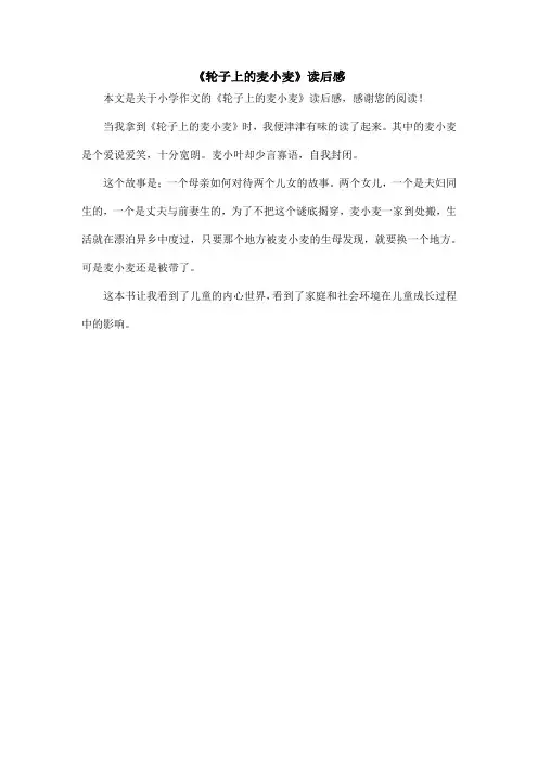 《轮子上的麦小麦》读后感_小学作文_1