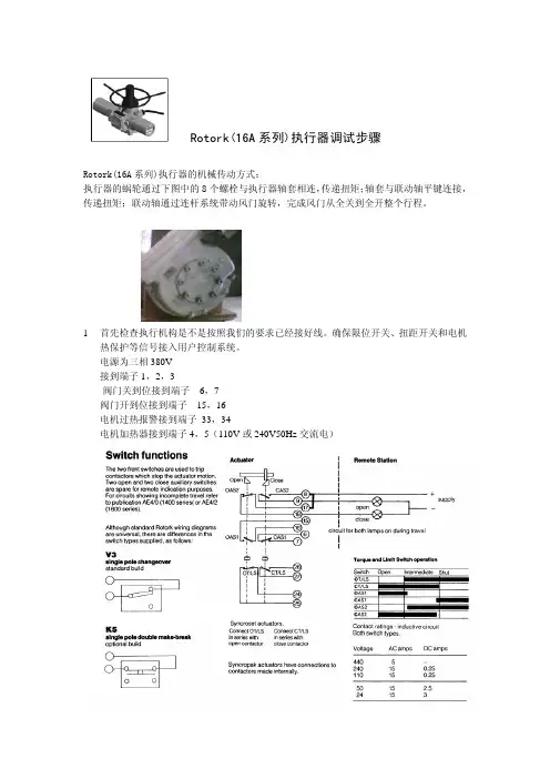 Rotork_A系列_执行机构调试及接线