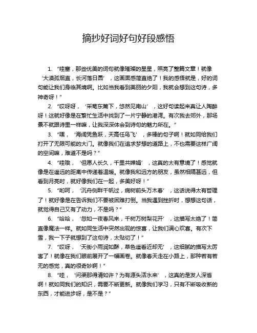 摘抄好词好句好段感悟