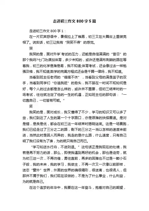 走进初三作文800字5篇