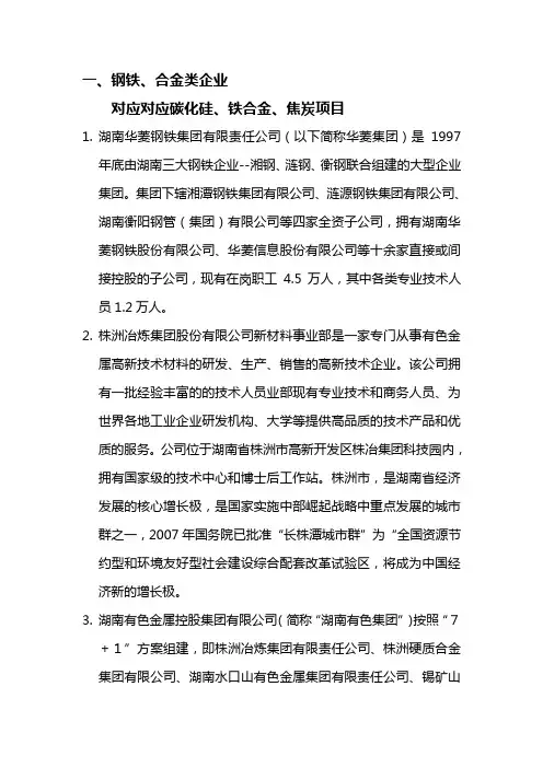 湖南重点企业资料