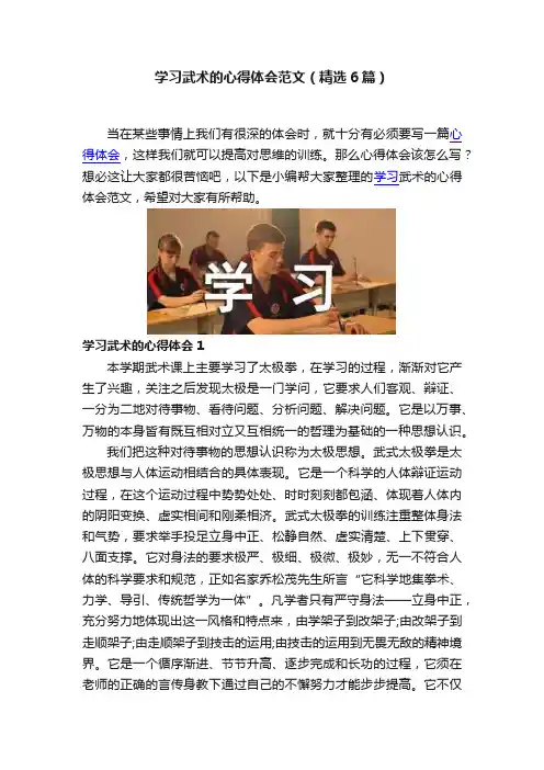 学习武术的心得体会范文（精选6篇）