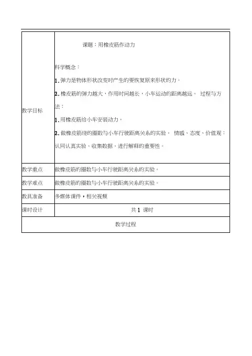 用橡皮筋作动力教案—教学设计