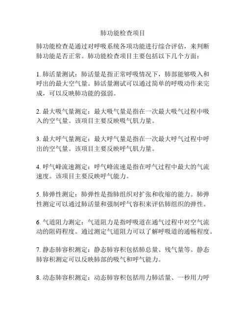 肺功能检查项目