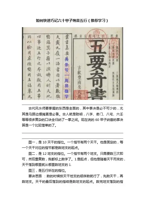 如何快速巧记六十甲子纳音五行（推荐学习）