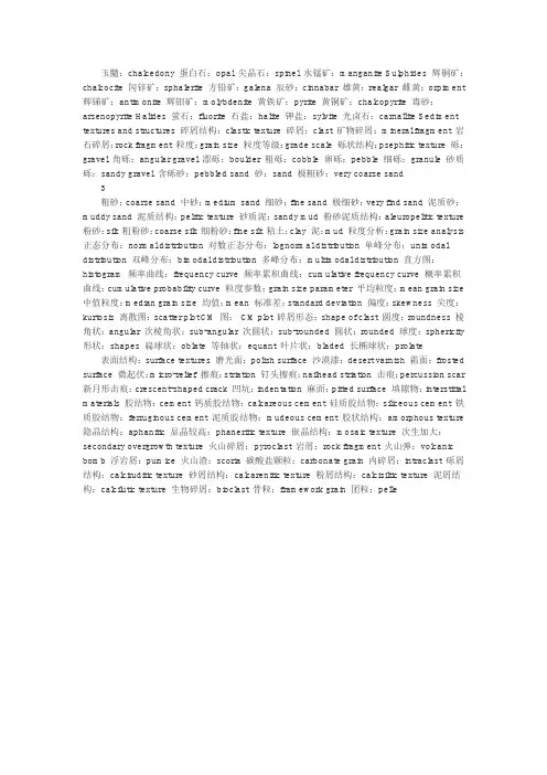 地质常用单词