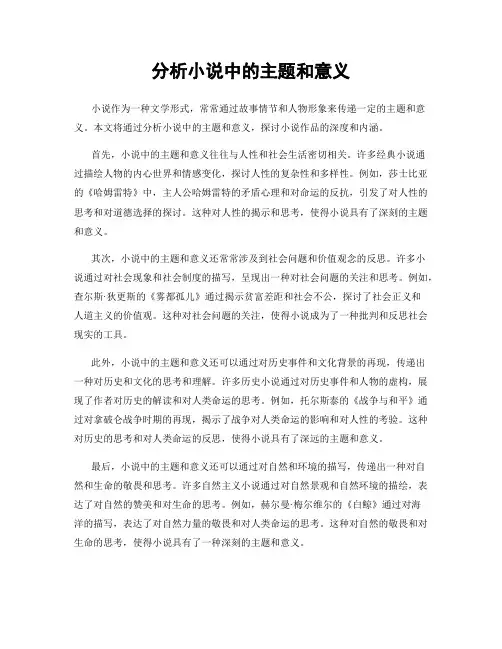 分析小说中的主题和意义