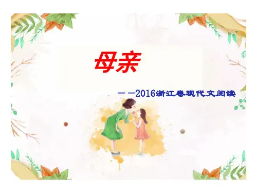 2016浙江高考语文卷《母亲》阅读