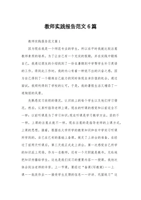 教师实践报告范文6篇