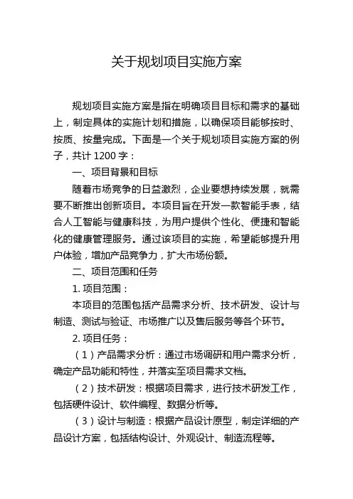 关于规划项目实施方案