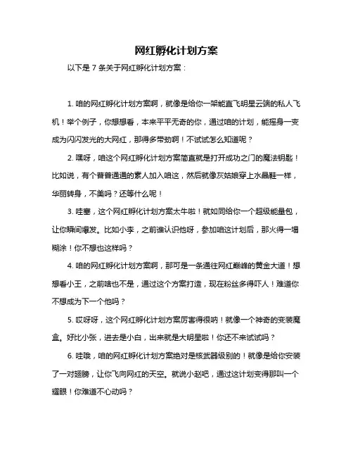 网红孵化计划方案