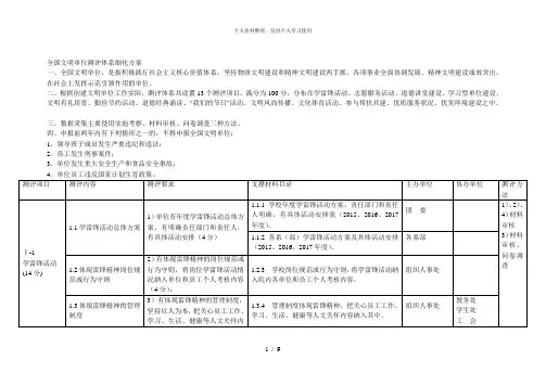 全国文明单位测评体系细化方案