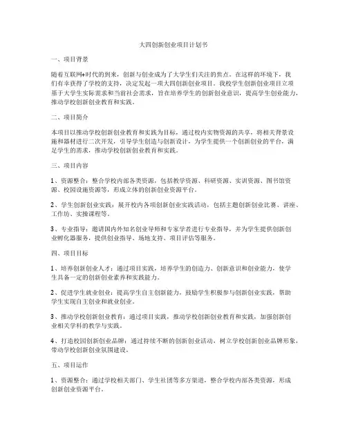 大四创新创业项目计划书