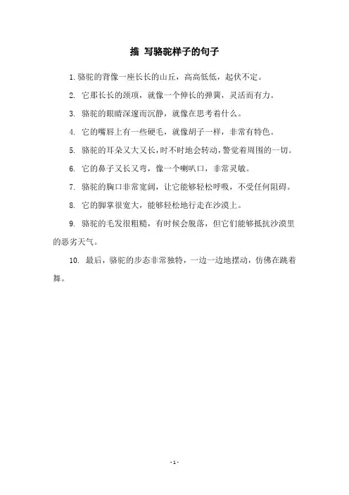 描 写骆驼样子的句子