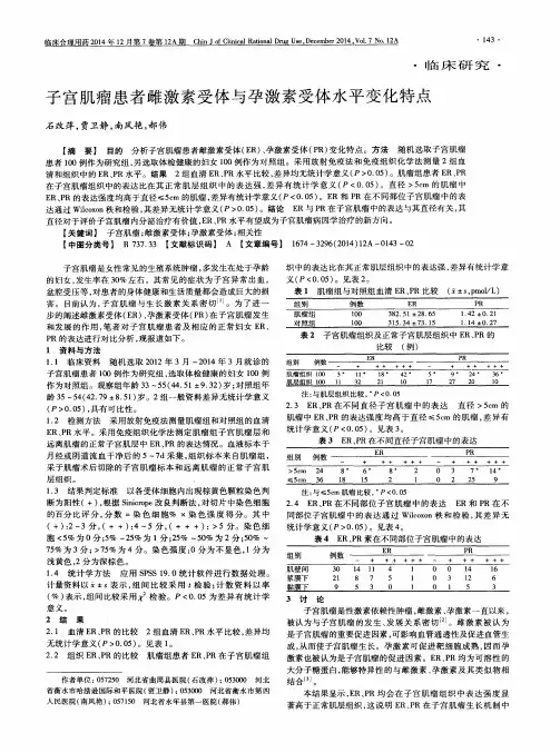 子宫肌瘤患者雌激素受体与孕激素受体水平变化特点