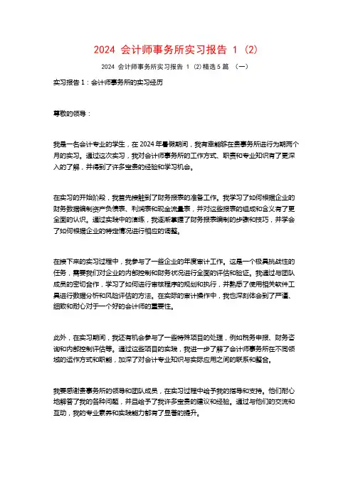 2024会计师事务所实习报告5篇
