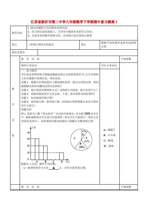 江苏省新沂市第二中学八年级数学下学期期中复习教案1 (新版)苏科版