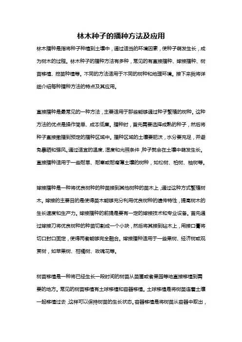 林木种子的播种方法及应用