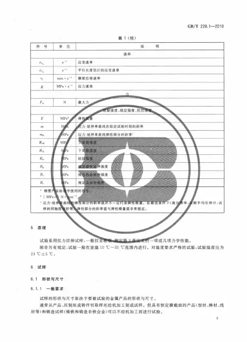 GB228关于拉伸试验取样部分