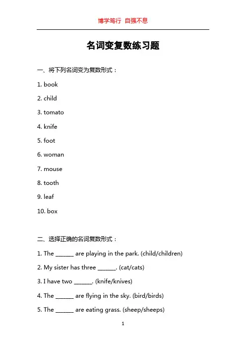 名词变复数练习题