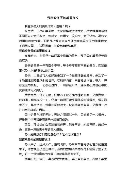 我喜欢冬天的美景作文（通用5篇）