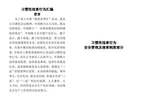 习惯性违章行为汇编